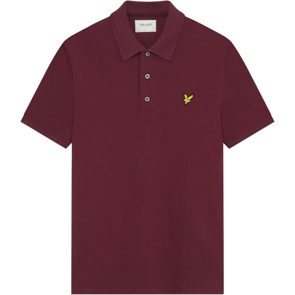Lyle Scott Branded Chest Logo Burgundy Polo Shirt