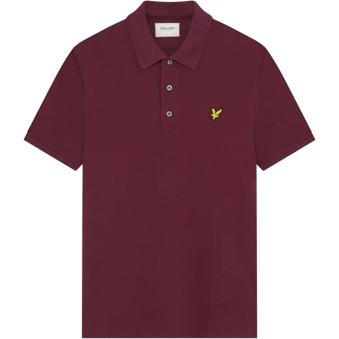 Lyle Scott Branded Chest Logo Burgundy Polo Shirt