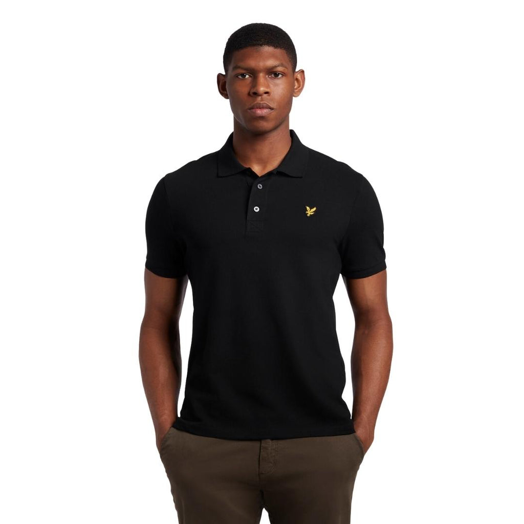 Lyle & Scott Branded Chest Logo Jet Black Polo Shirt SP400VOG Z865