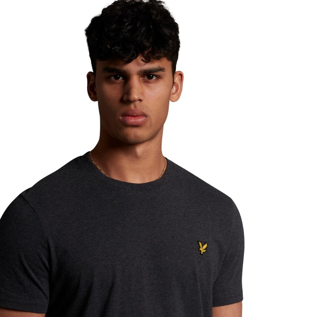Lyle Scott Branded Chest Logo Charcoal Marl T Shirt