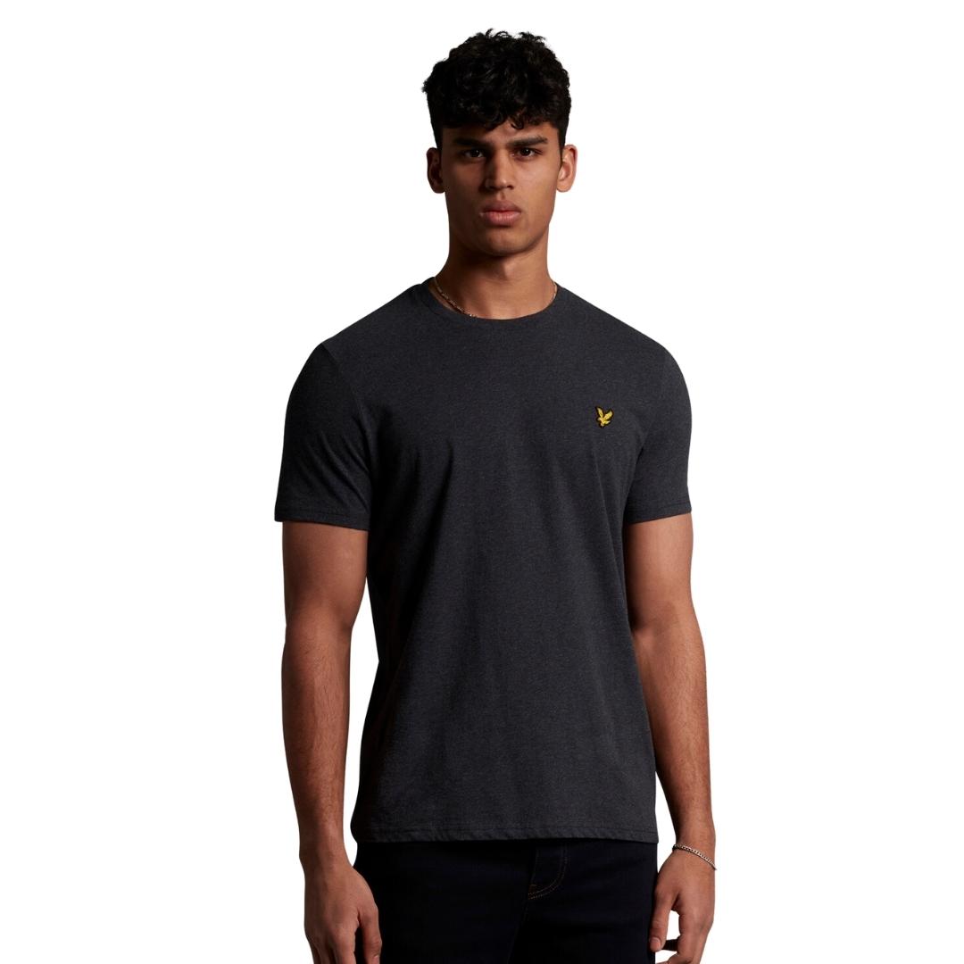 Lyle Scott Branded Chest Logo Charcoal Marl T Shirt