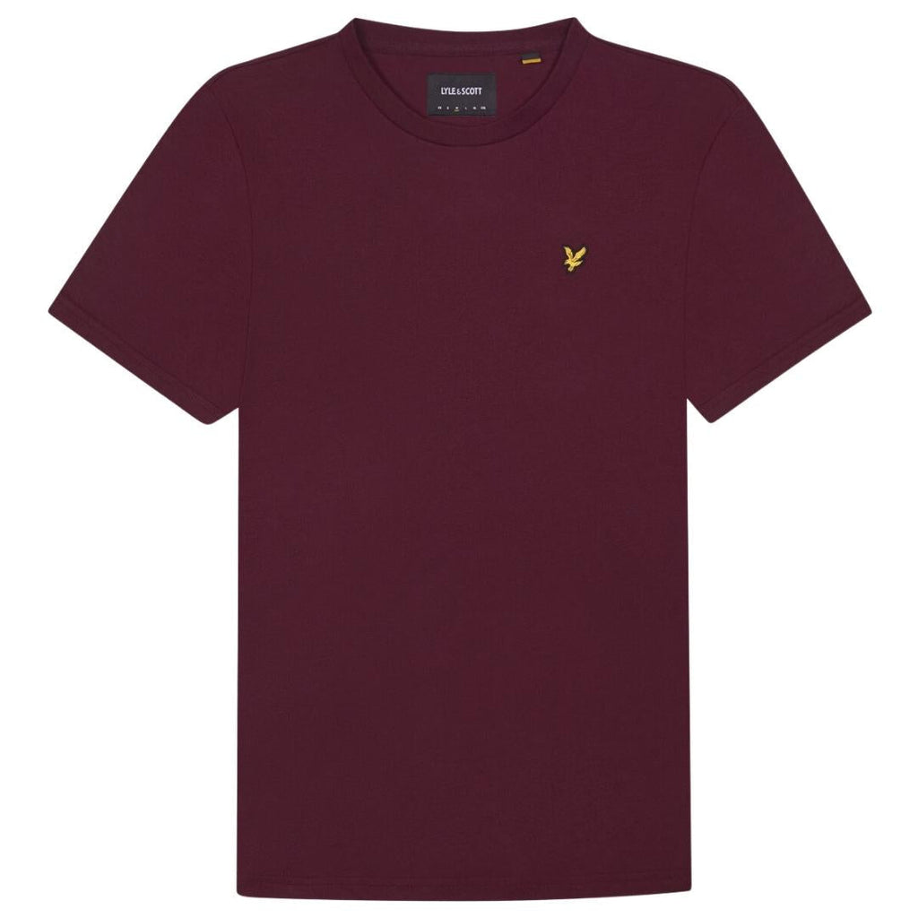 Lyle Scott Branded Chest Logo Burgundy T Shirt