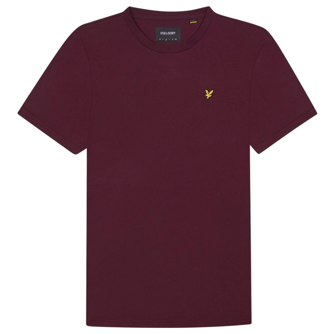 Lyle Scott Branded Chest Logo Burgundy T Shirt