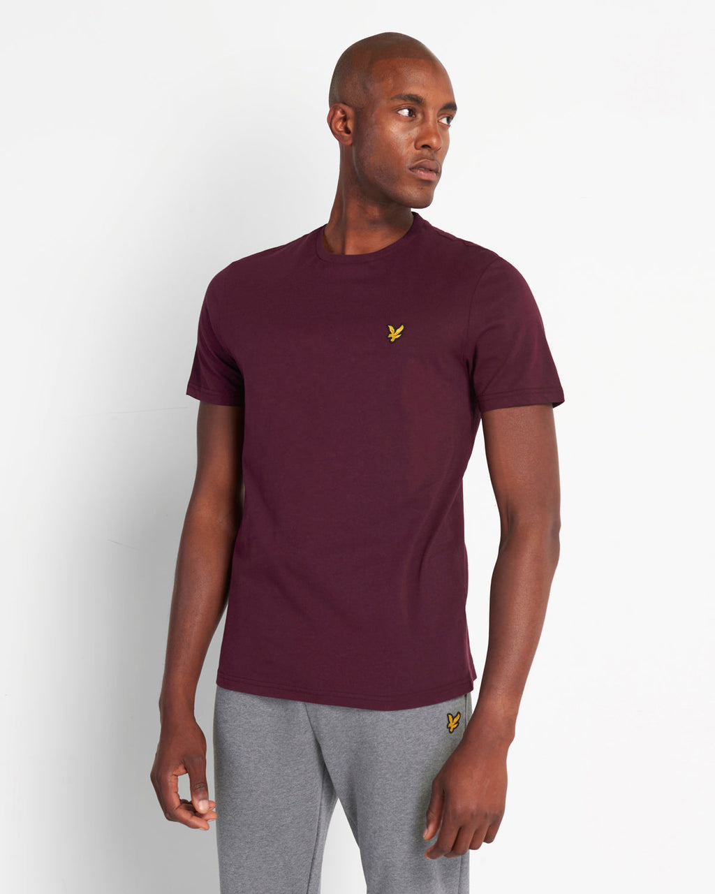 Lyle Scott Branded Chest Logo Burgundy T Shirt