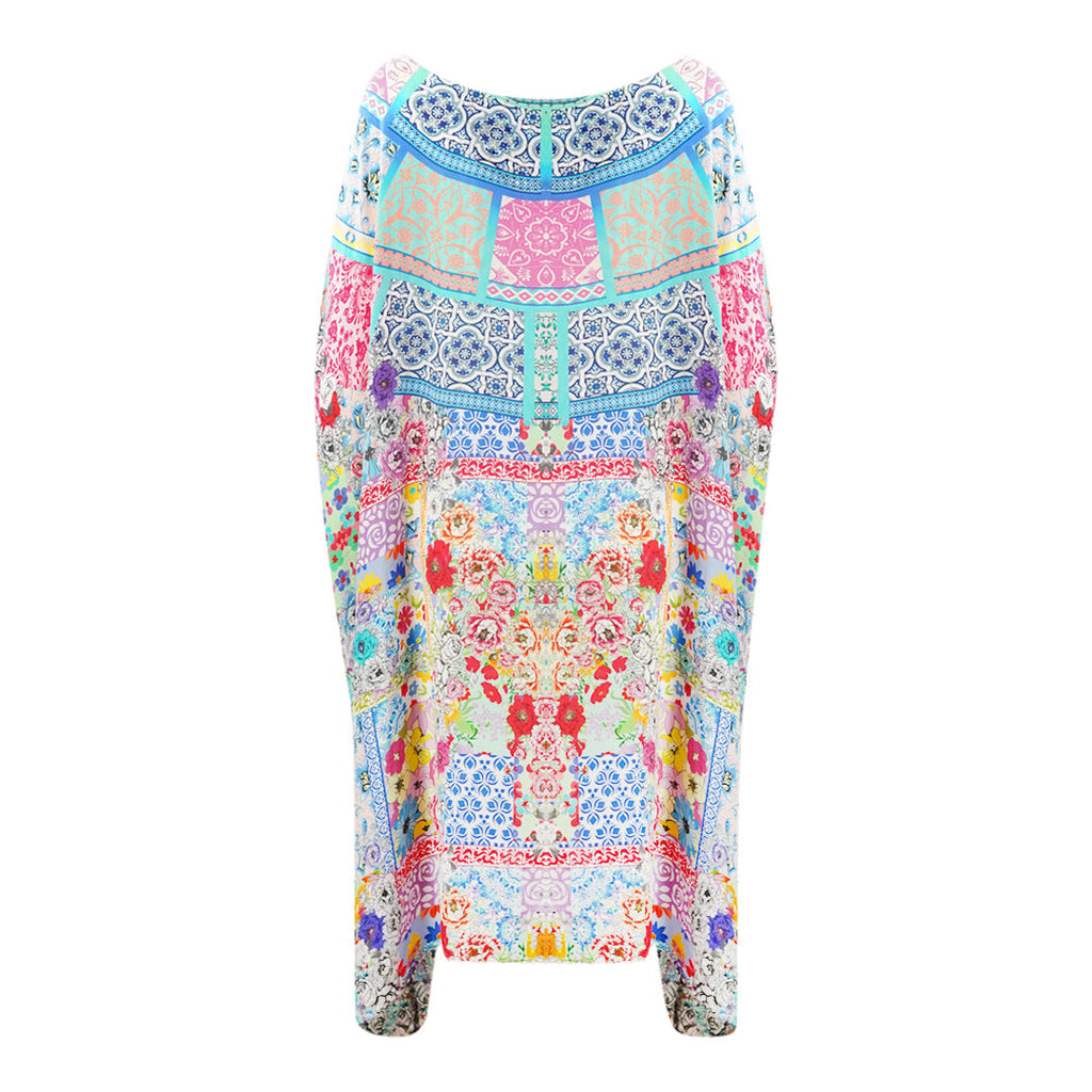 Inoa Martinique 12004 Multi Coloured Floral Short Box Kaftan Cover Up