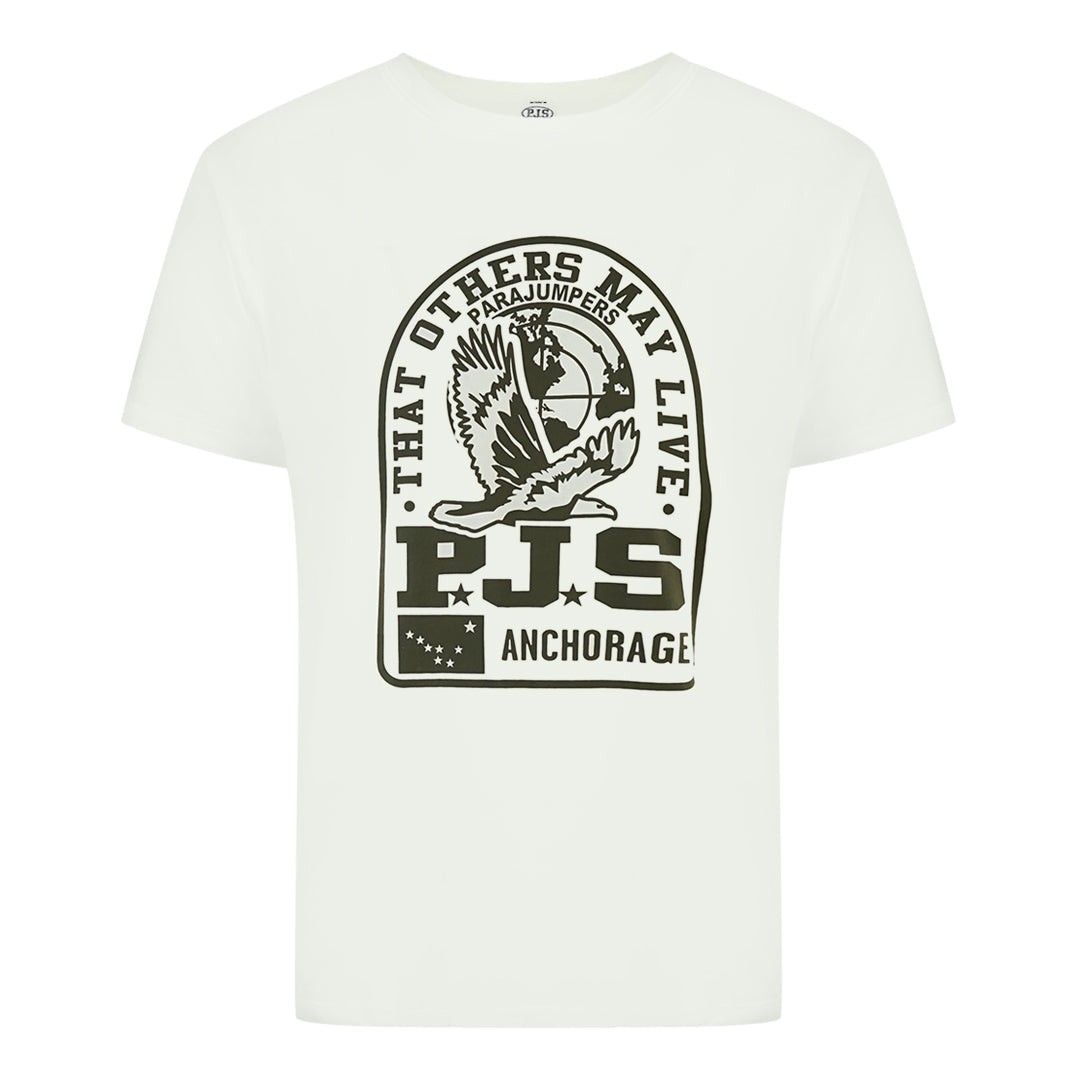 Parajumpers Nate Tee Printed Logo White T Shirt