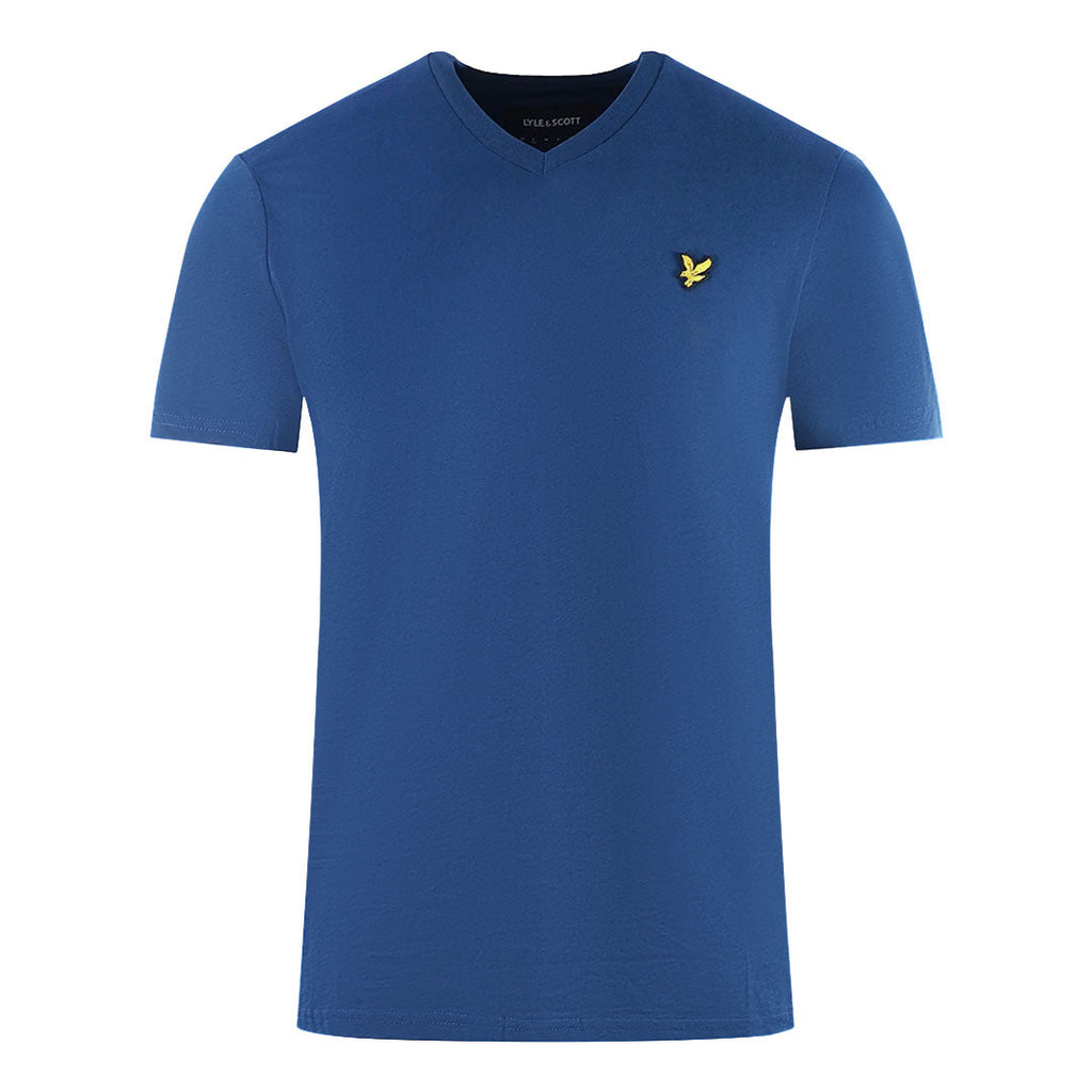 Lyle Scott Brand Logo Blue V Neck T Shirt