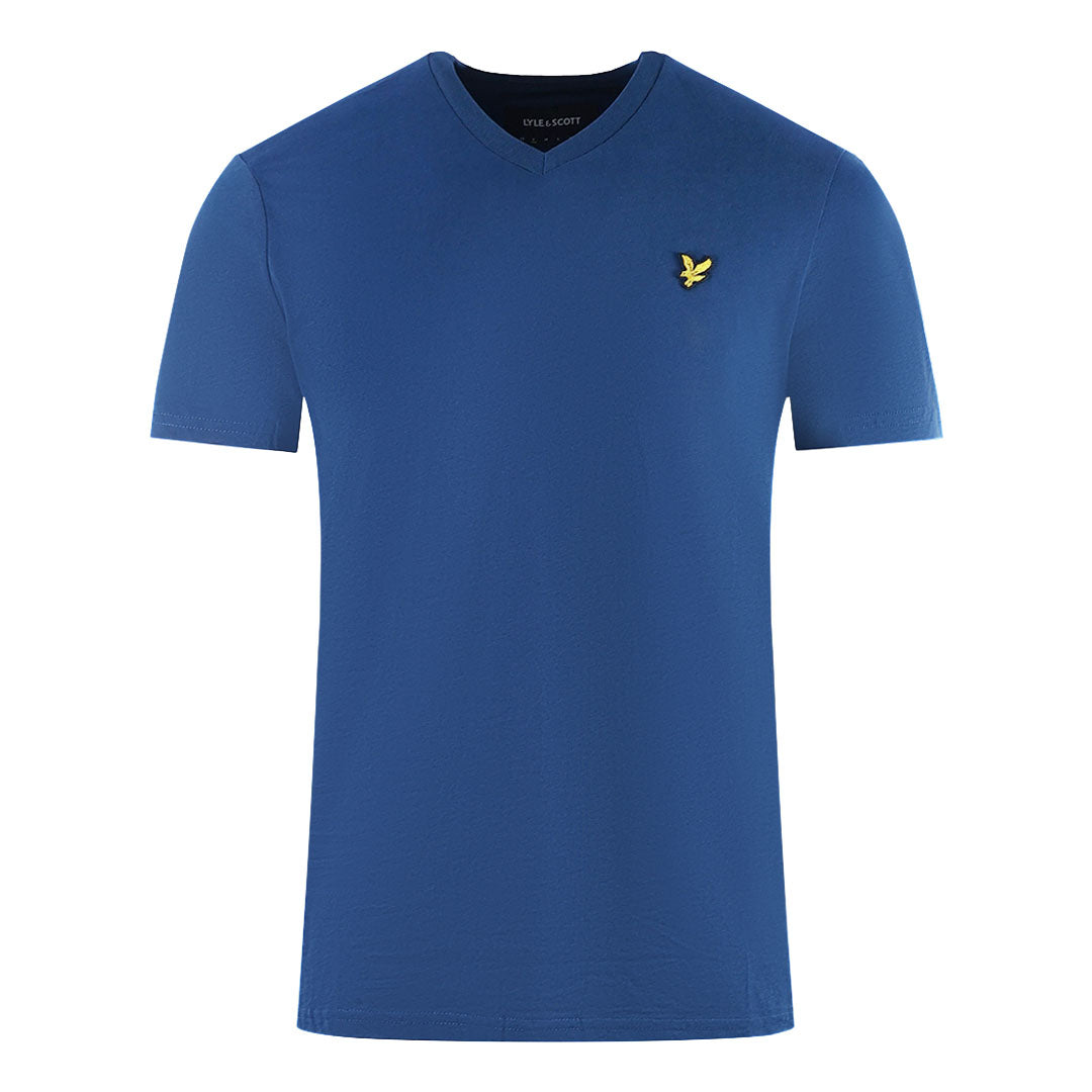 Lyle and Scott Brand Logo Blue V-Neck T-Shirt TS1484V W106