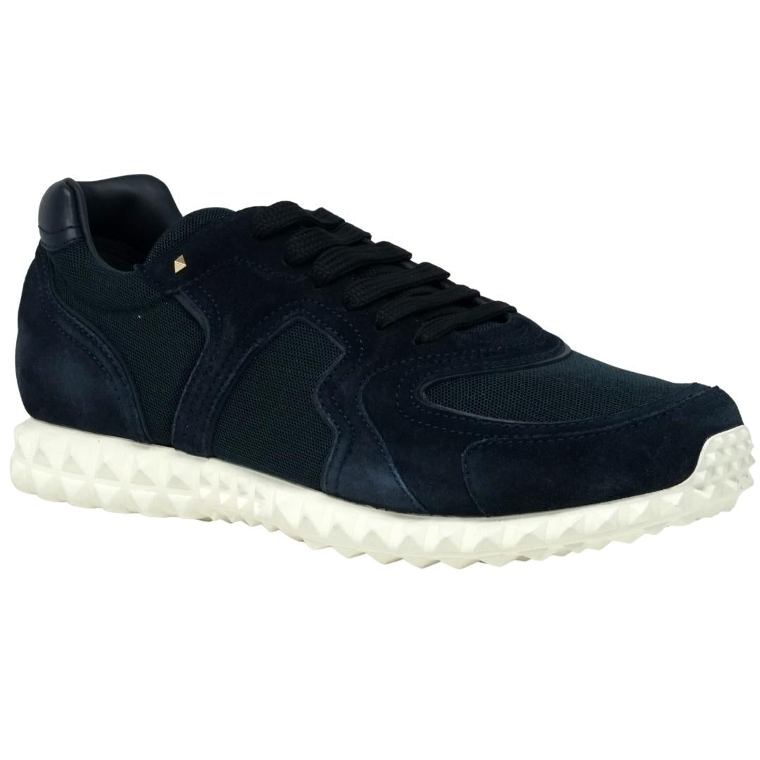 Valentino Garavani Low Cut Navy Suede Sneakers
