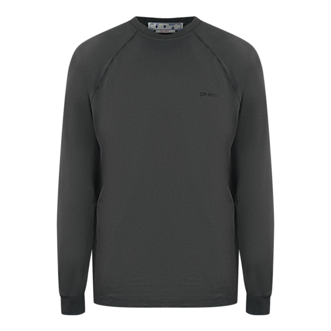 Off White Skate Fit Diag Outline Grey Long Sleeve T Shirt 1