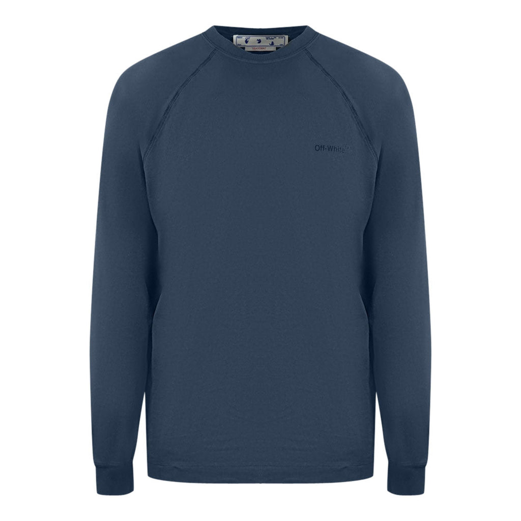 Off White Diag Line Back Logo Navy Blue Sweatshirt OMBA056S22FLE0024646