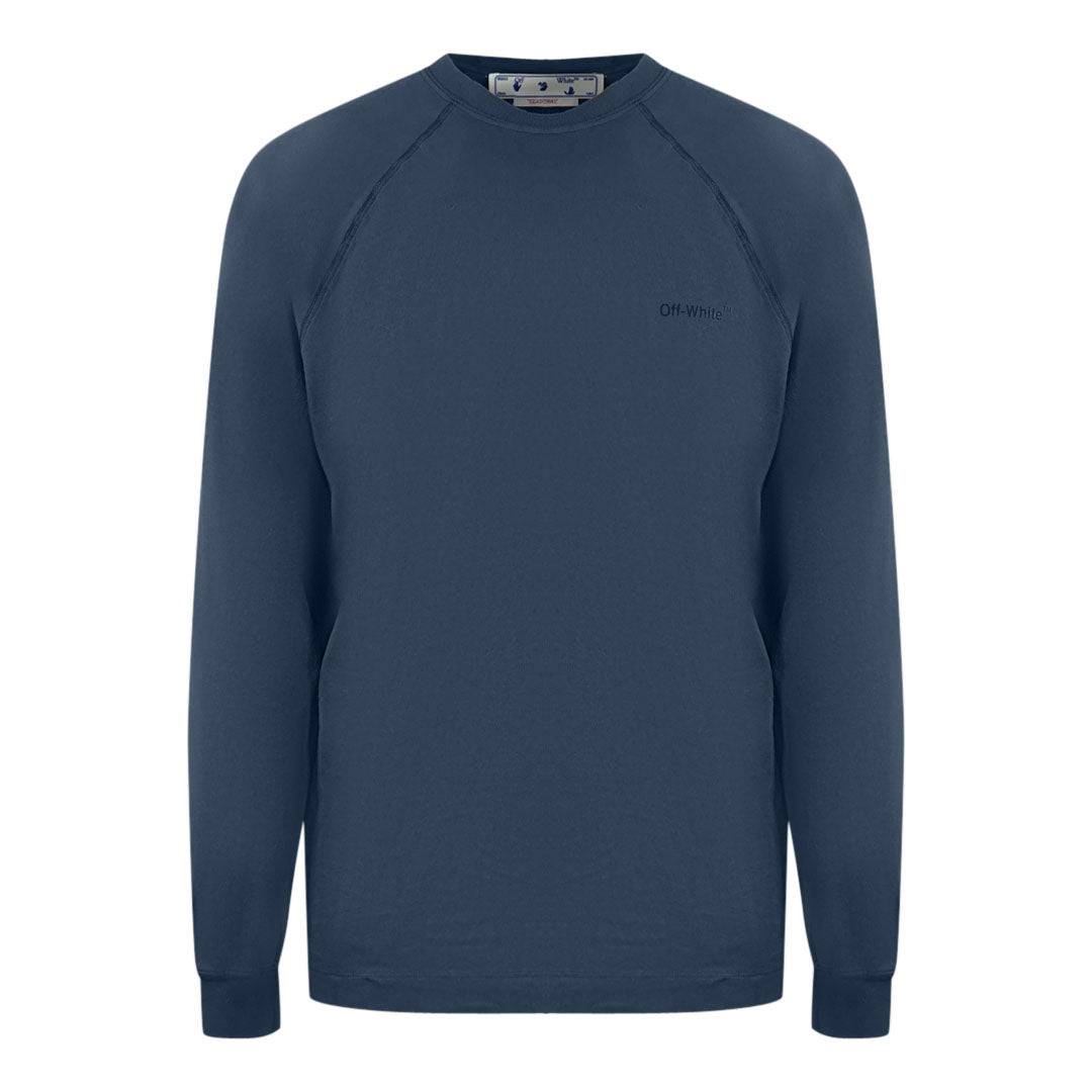 Off White Diag Line Back Logo Navy Blue Sweatshirt OMBA056S22FLE0024646