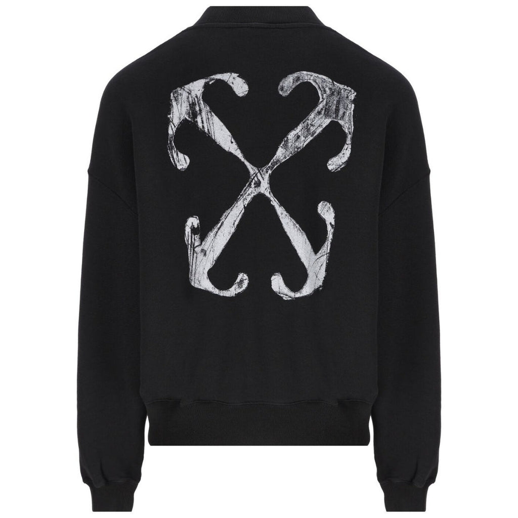 Off White Scratch Arrow Design Oversized Fit Black Sweatshirt