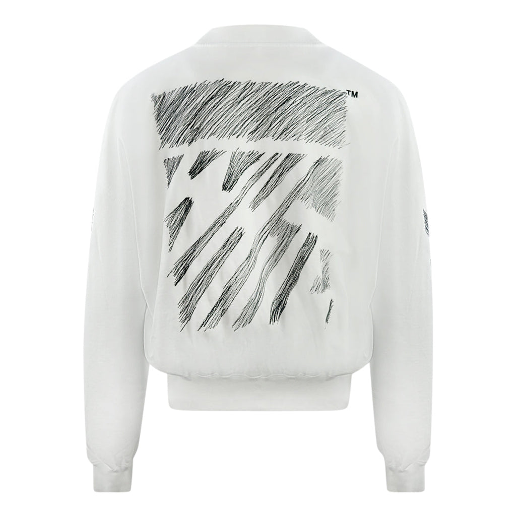 Off White Scribble Diagonal Boxy Crew Neck White Sweatshirt