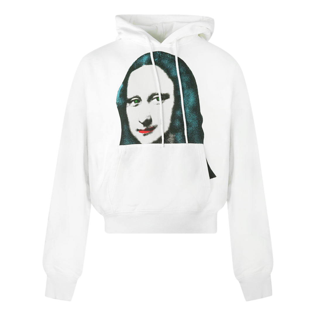 Off White MonaLisa Print Logo White Hoodie OMBB037E20FLE009 0110