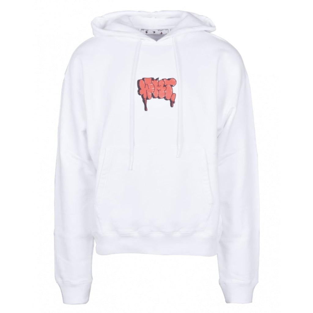 Off-White Graffiti Paint Logo White Hoodie OMBB037R21FLE006 0125