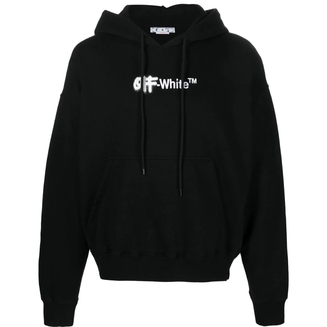Off White Spray Helvetica Skate Fit Black Hoodie