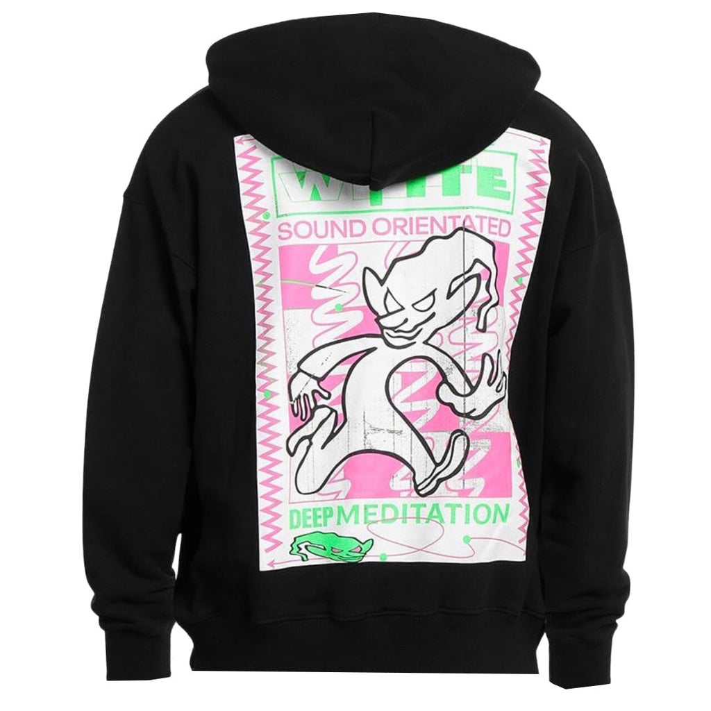 Off White Rave Flyer Skate Print Black Hoodie OMBB085S22FLE005 1070