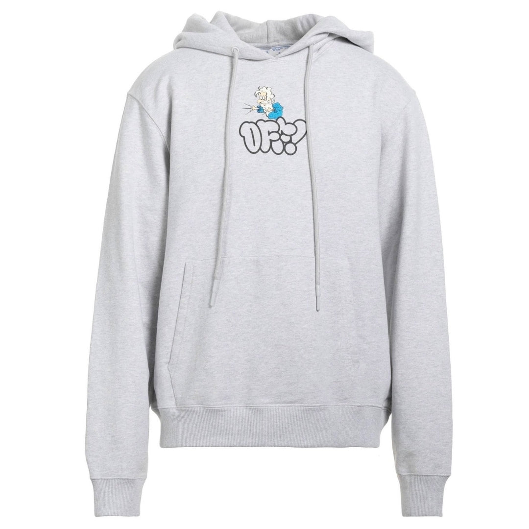 Off-White Off Graffiti Print Grey Slim Hoodie OMBB097S22FLE010 0857