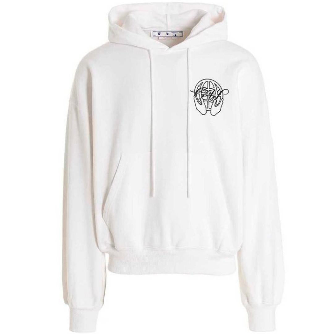 Off White Hand Arrow Boxy White Oversized Hoodie