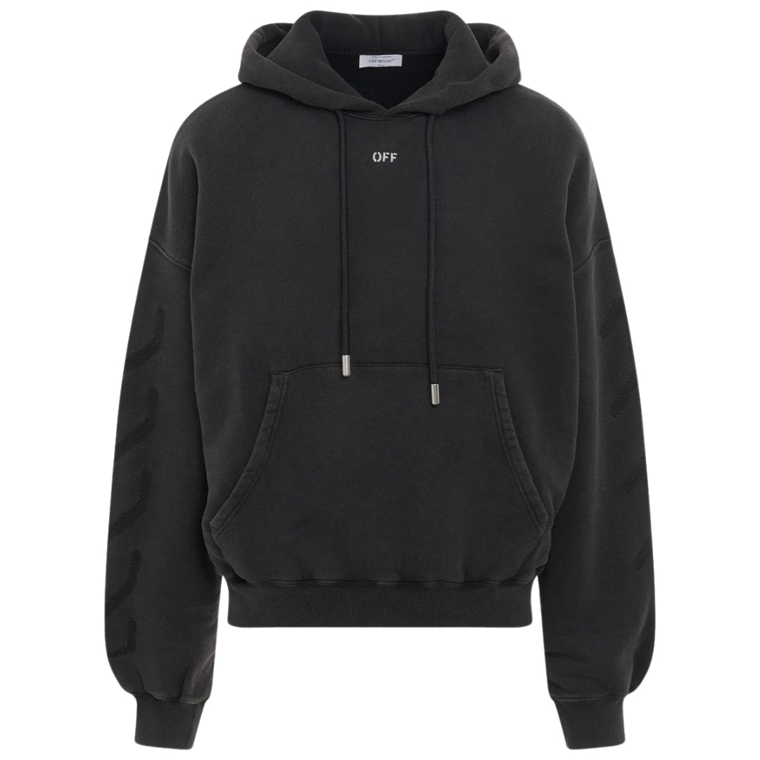 Off-White Black Oversized Hoodie OMBB118F23FLE0091077