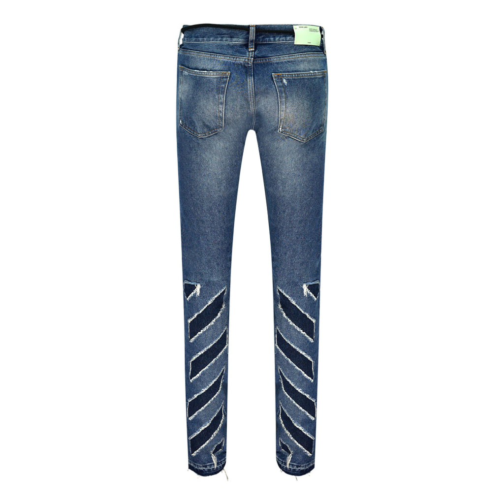 Off White Diags Stripes Blue Jeans