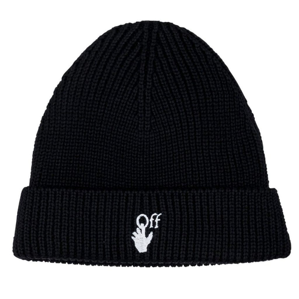 Off White Hand Off Logo Black Wool Beanie OMLC016F21KNI0011001