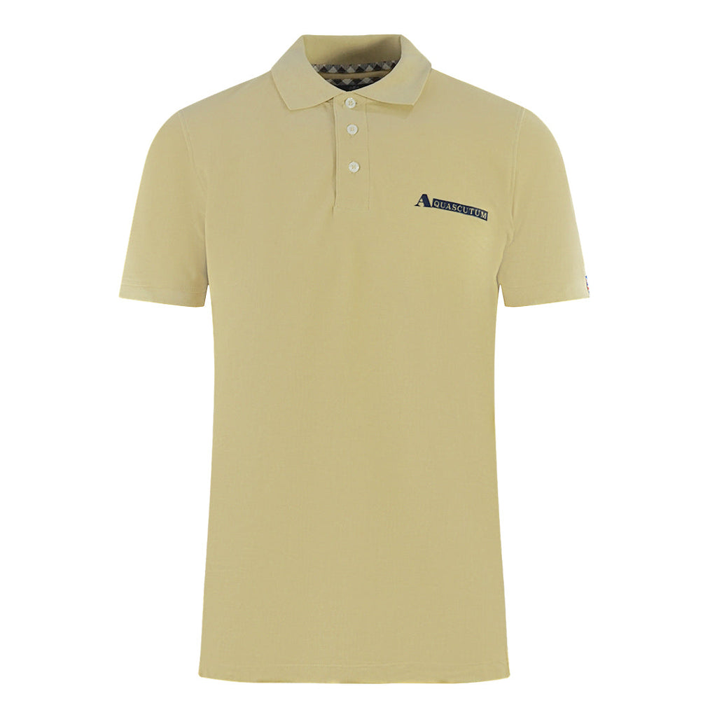 Aquascutum Boxed Logo Beige Polo Shirt