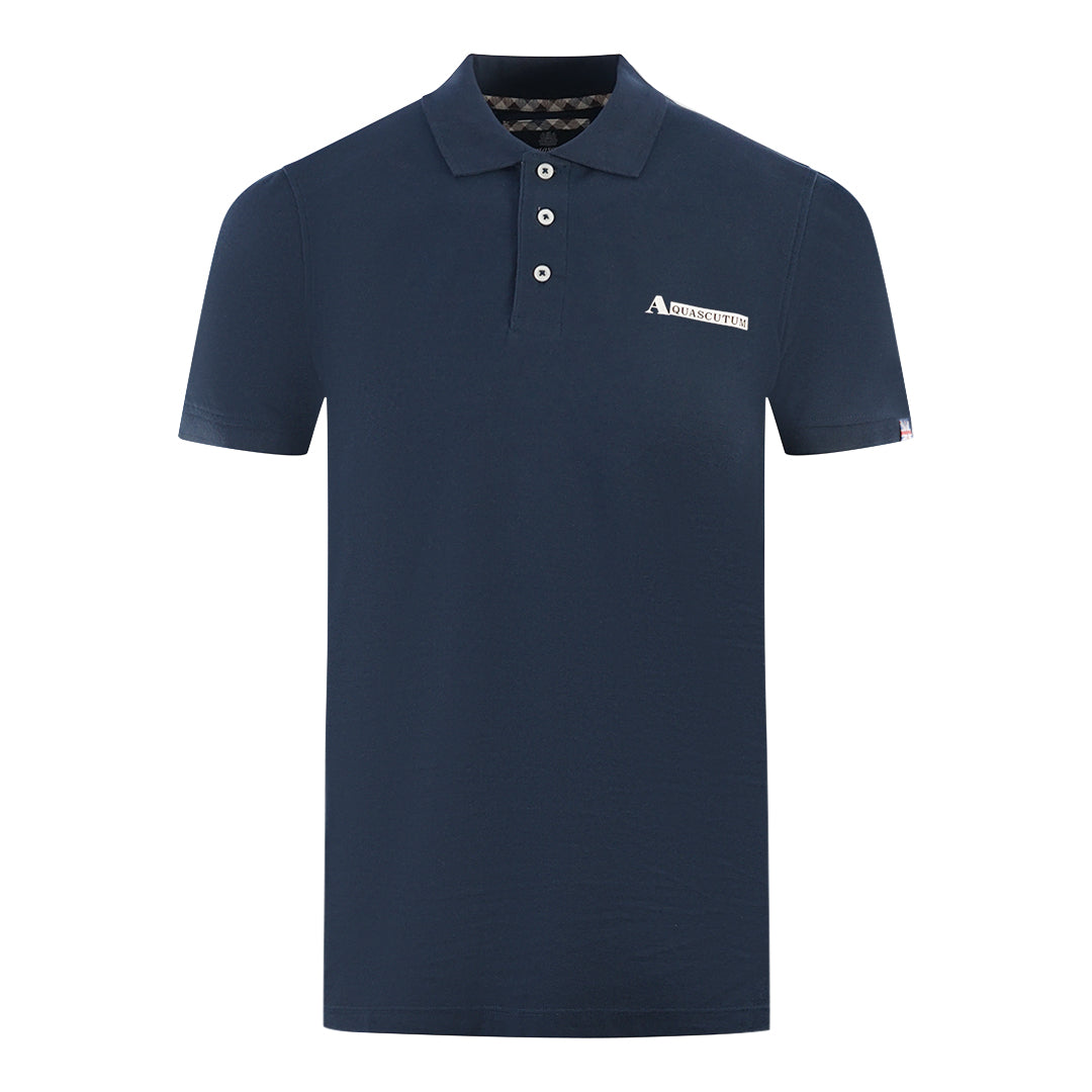 Aquascutum Boxed Logo Navy Blue Polo Shirt