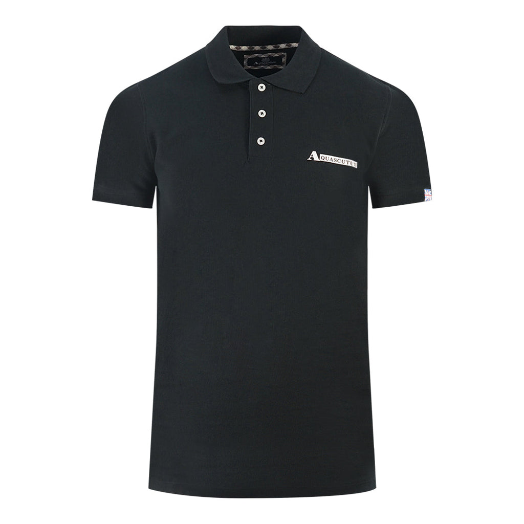 Aquascutum Boxed Logo Black Polo Shirt