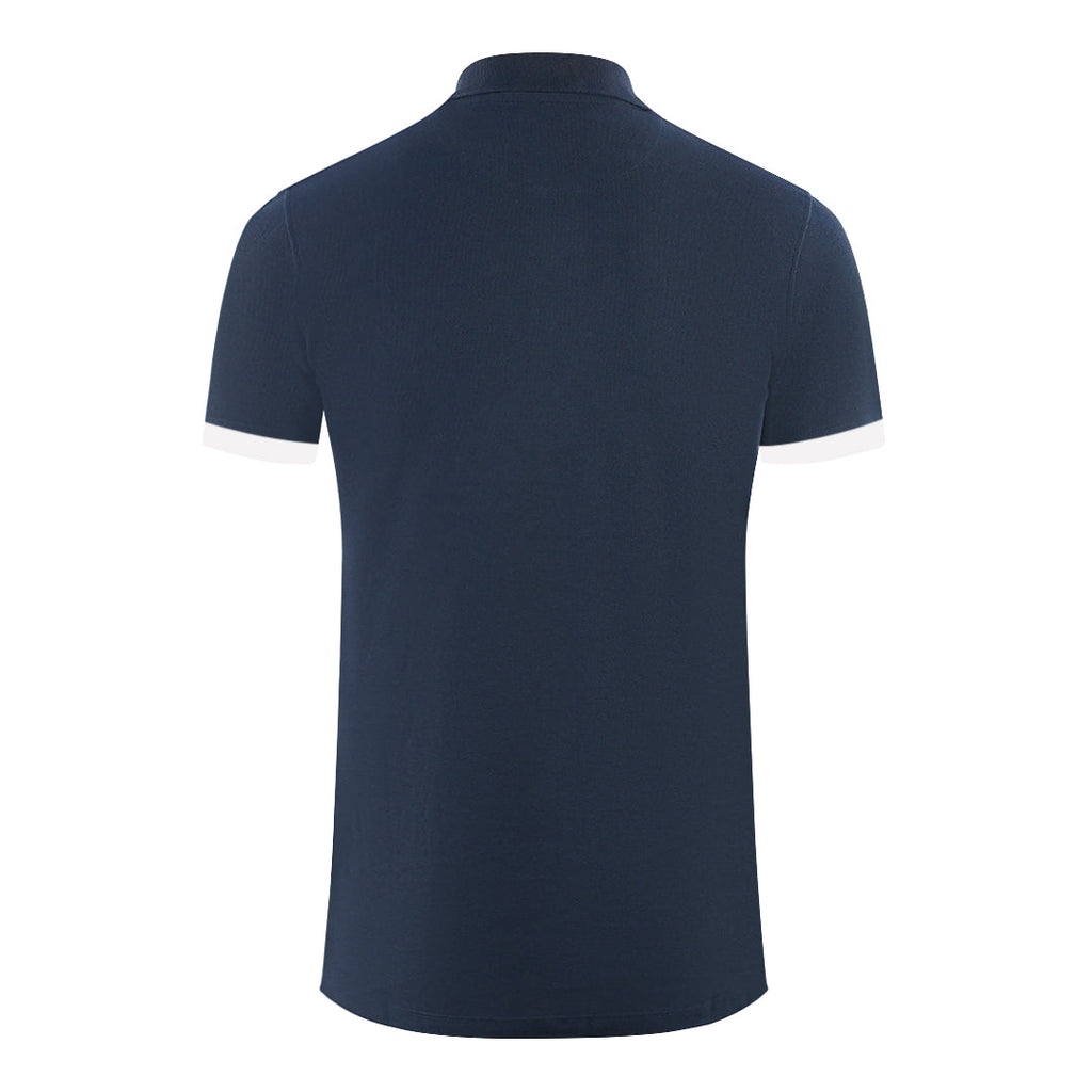 Aquascutum Branded Collar Navy Blue Polo Shirt