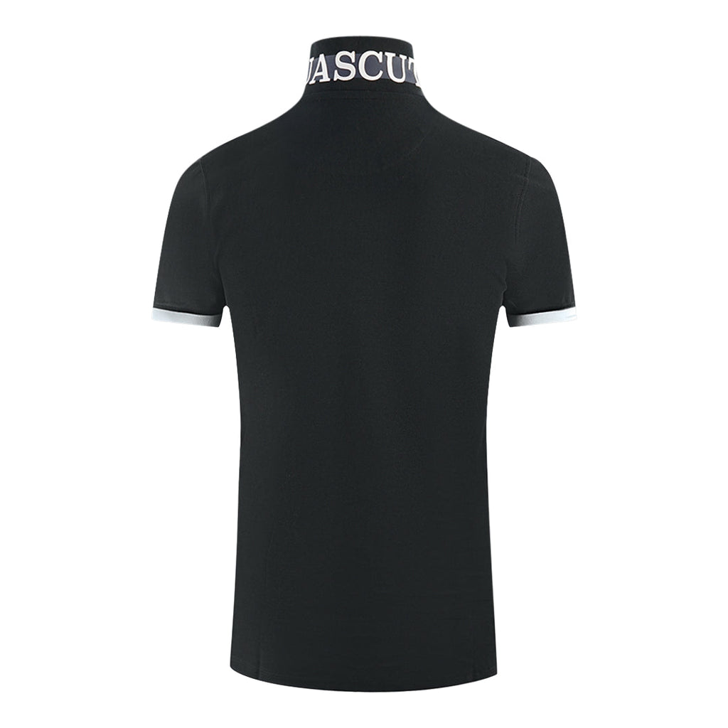 Aquascutum Branded Collar Black Polo Shirt