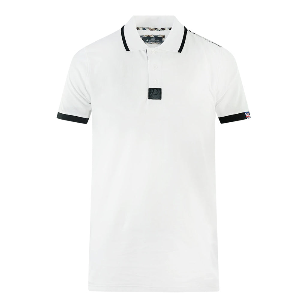 Aquascutum Branded Shoulder Tipped White Polo Shirt P00323 01