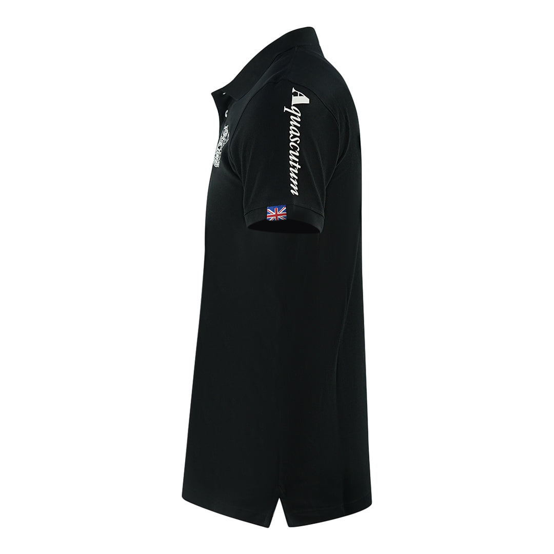 Aquascutum Branded Sleeve Black Polo Shirt