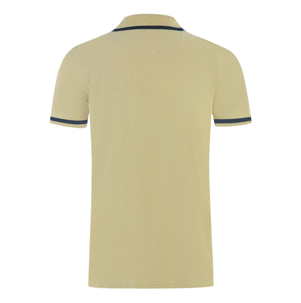 Aquascutum Aq 1851 Embroidered Tipped Beige Polo Shirt