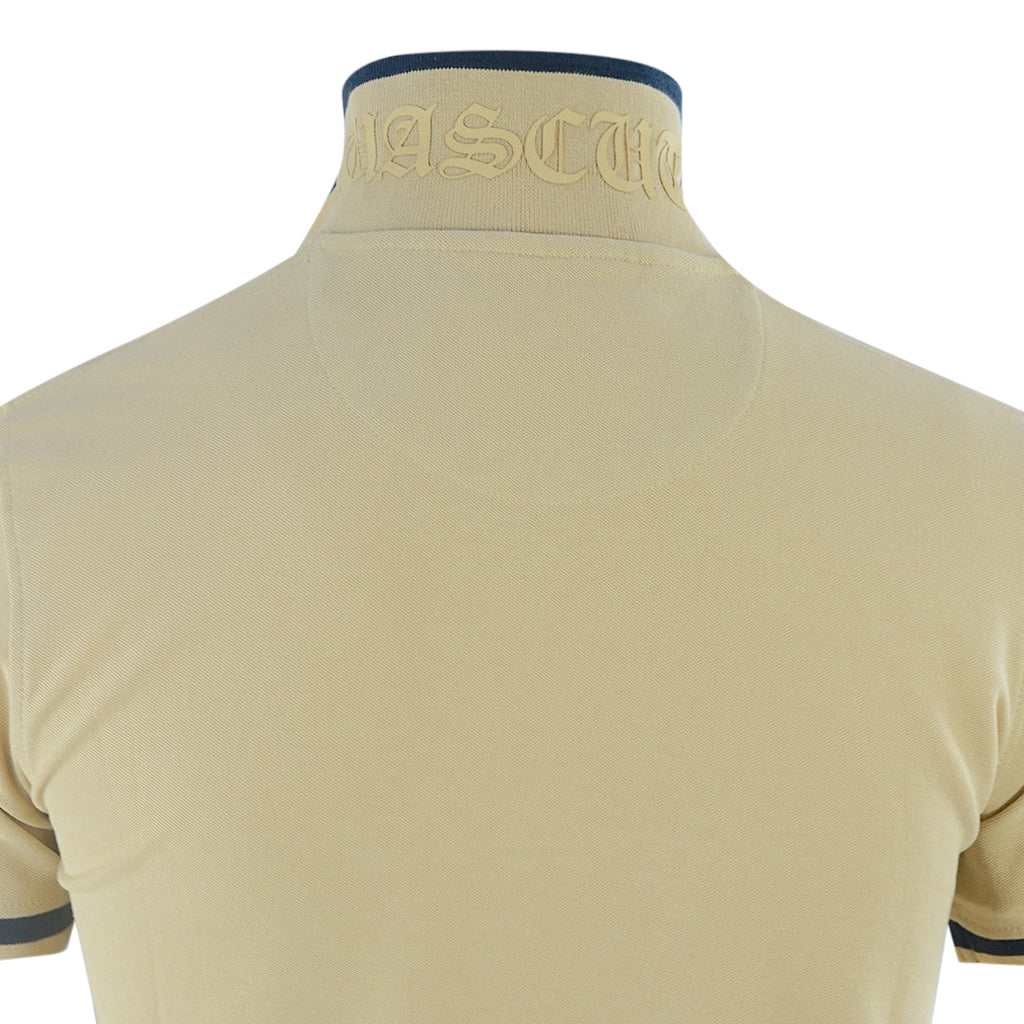 Aquascutum Aq 1851 Embroidered Tipped Beige Polo Shirt