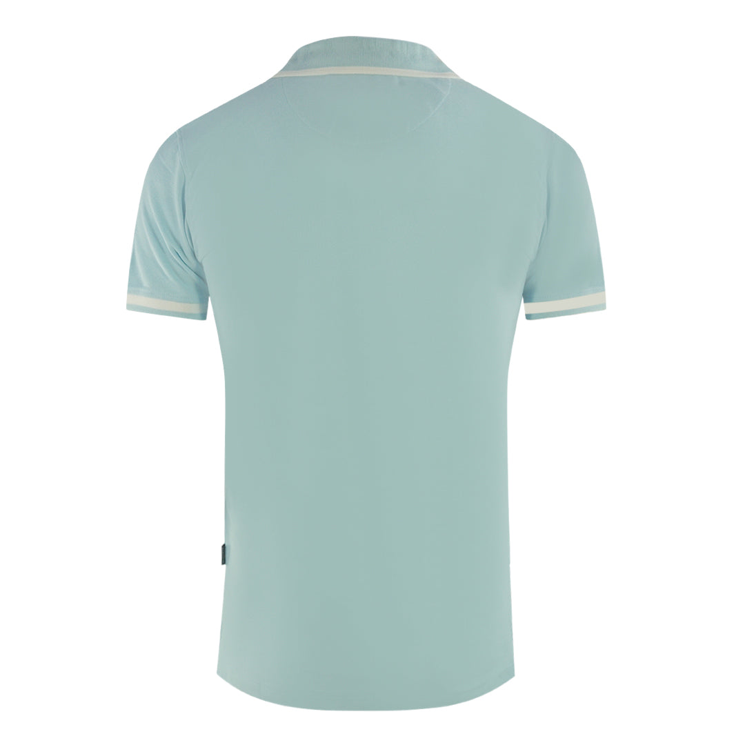Aquascutum Aq 1851 Embroidered Tipped Light Blue Polo Shirt