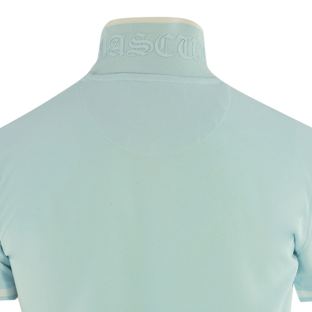 Aquascutum Aq 1851 Embroidered Tipped Light Blue Polo Shirt
