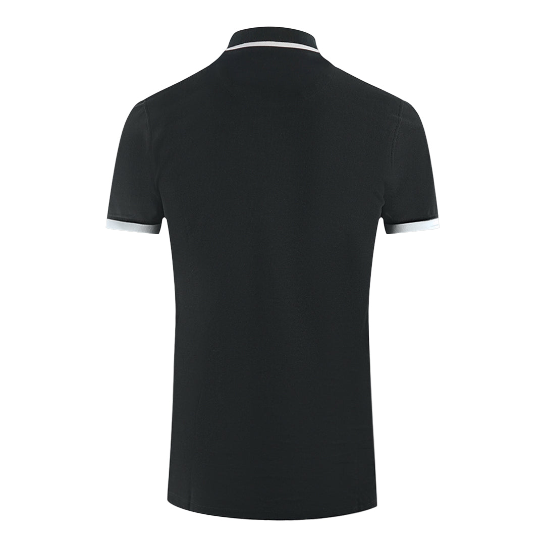 Aquascutum Aq 1851 Embroidered Tipped Black Polo Shirt