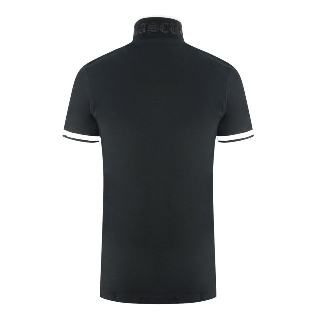 Aquascutum Aq 1851 Embroidered Tipped Black Polo Shirt