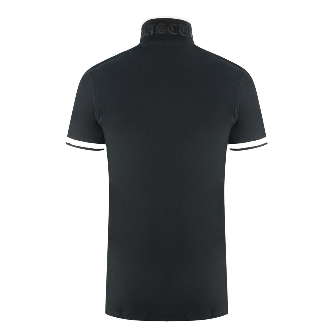 Aquascutum Aq 1851 Embroidered Tipped Black Polo Shirt