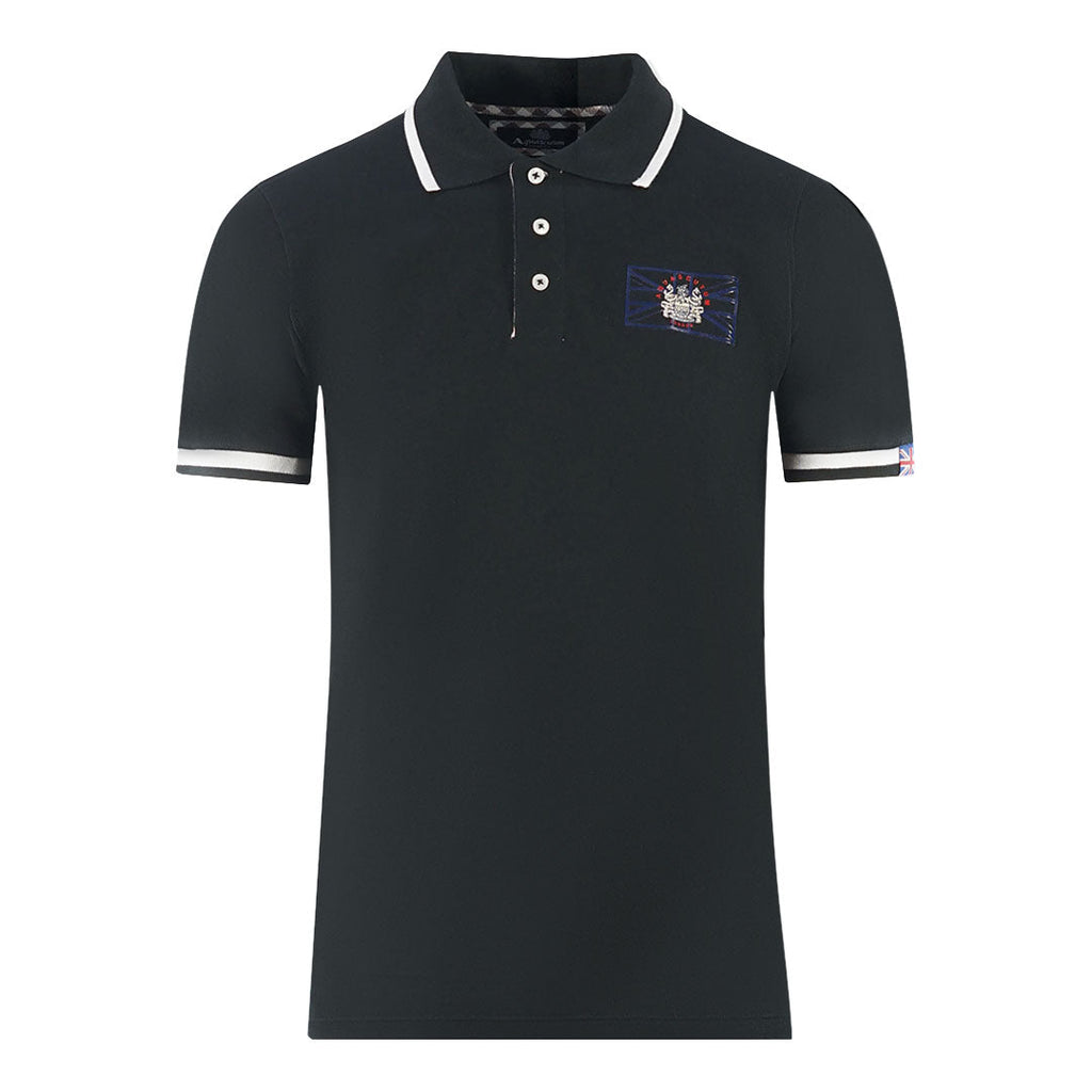 Aquascutum London Union Jack Black Polo Shirt