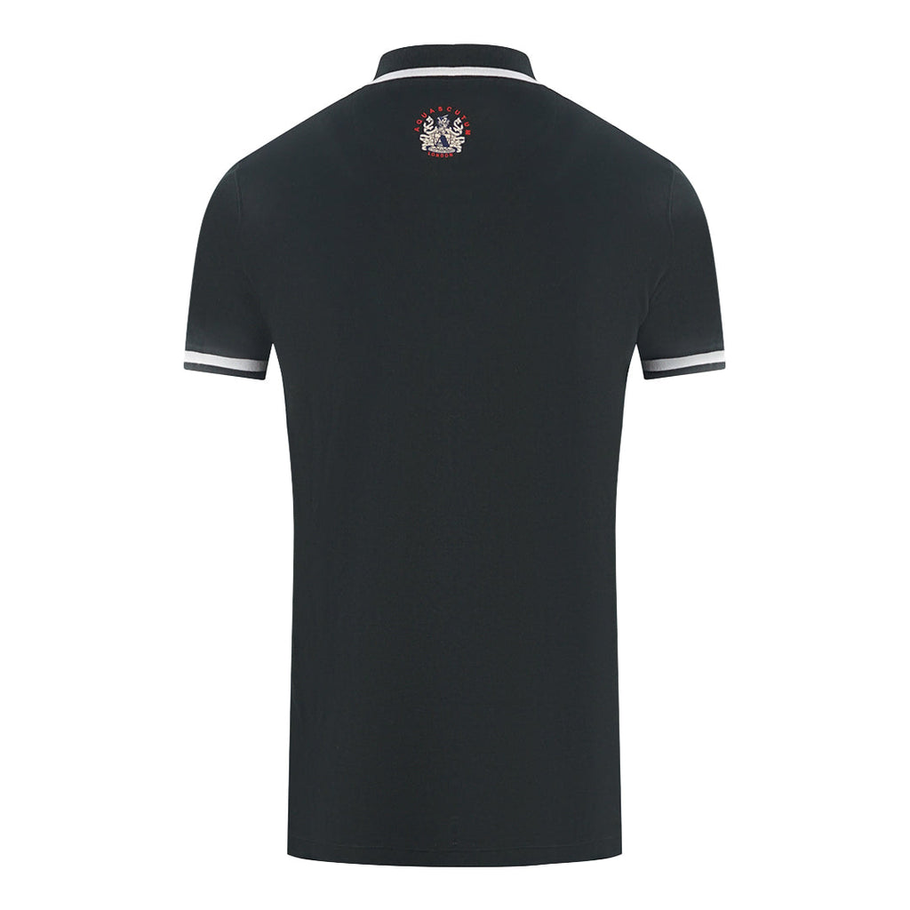 Aquascutum Embossed A Tipped Black Polo Shirt