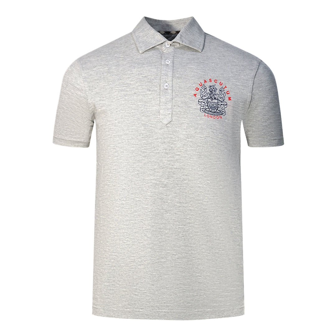 Aquascutum Aldis London Logo Grey Polo Shirt