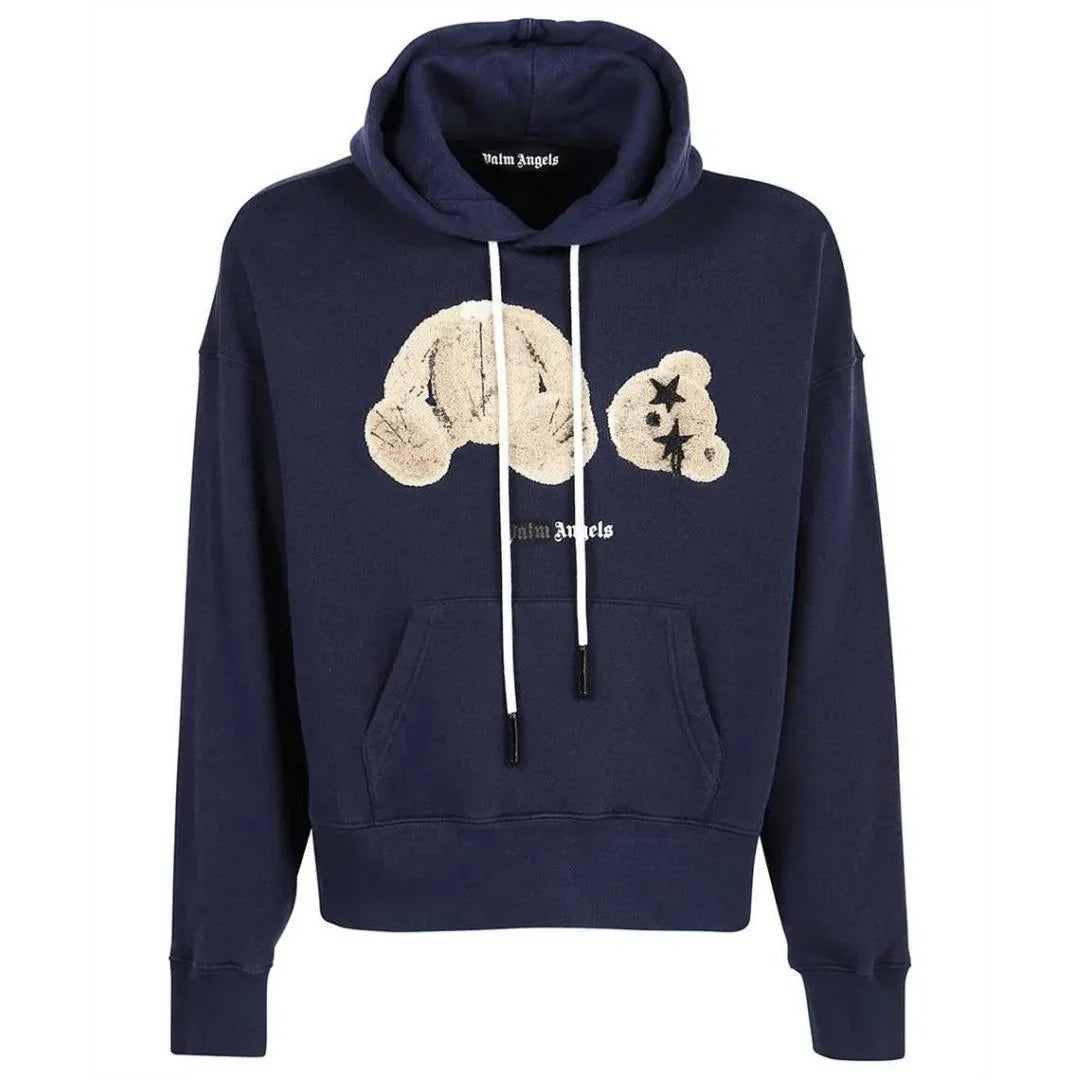 Palm Angels Kill The Bear Spray Paint Navy Blue Hoodie Pmbb058F21Fle0124660 - Style Centre Wholesale