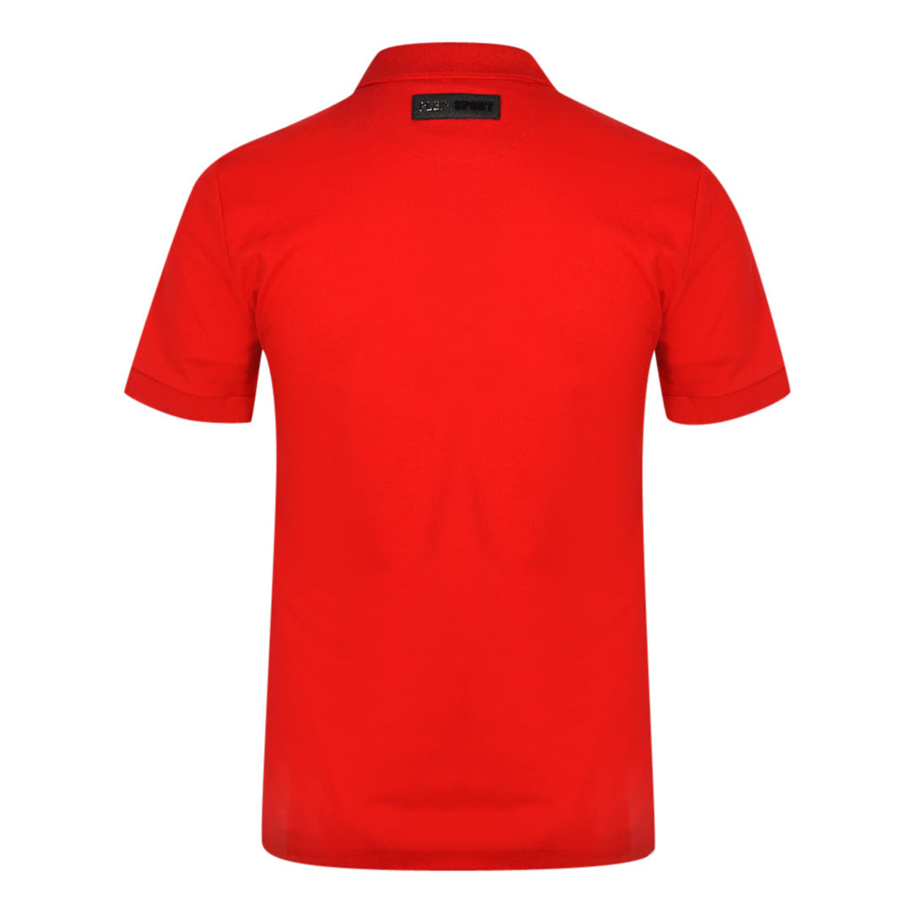 Philipp Plein Sport Tiger Slash Logo Red Polo Shirt PIPS1200