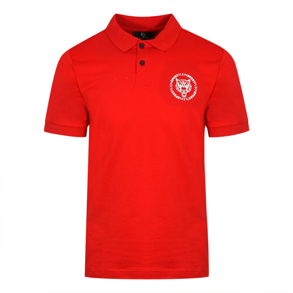 Philipp Plein Sport Circle Chest Logo Red Polo Shirt PIPS1214
