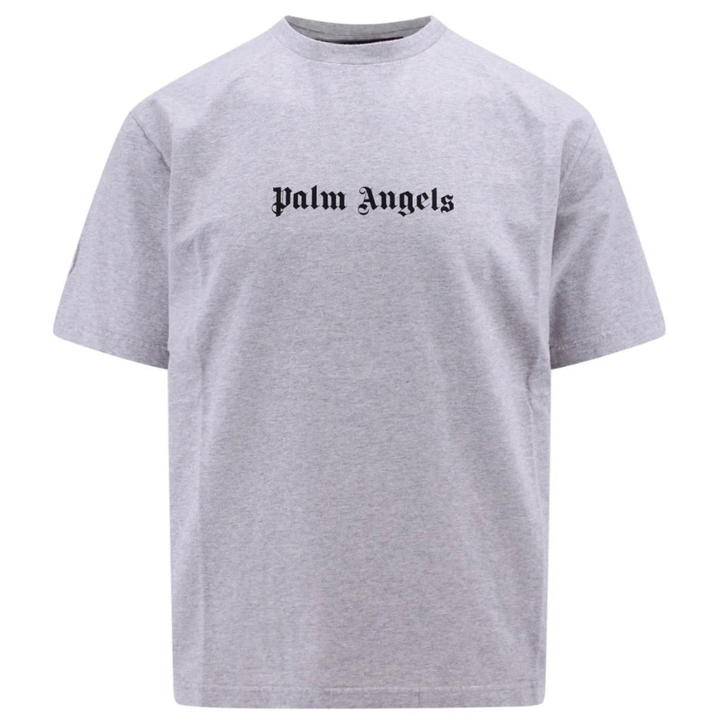 Palm Angels Plain Gothic Logo Slim Fit Grey T Shirt