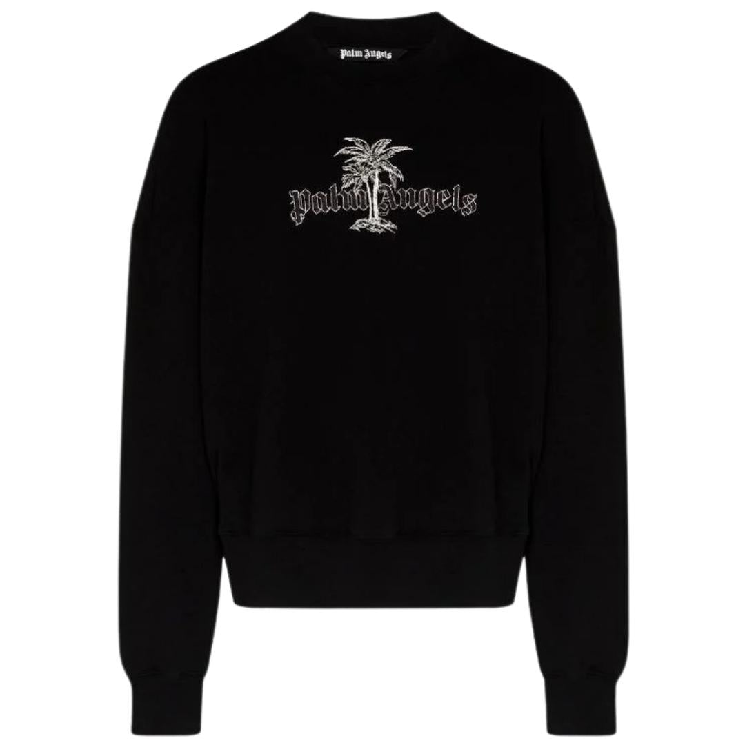 Palm Angels Logo Crew Black Sweater PMBA0262S22FLE0091001