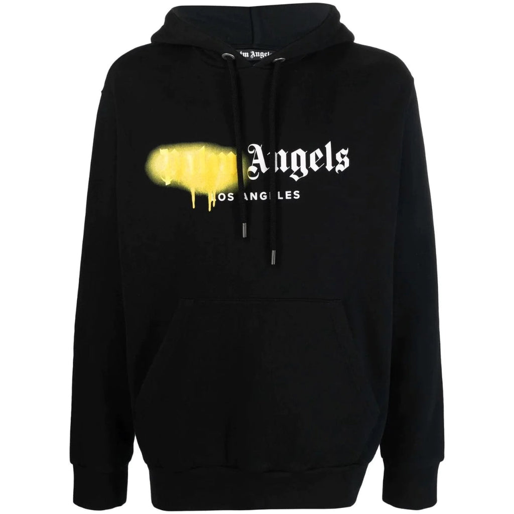 Palm Angels La Spray Paint Logo Black Hoodie